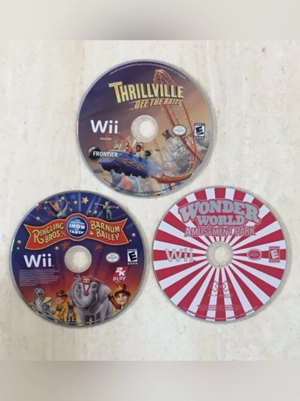 Wonder World Nintendo Wii Game & Ringlng Bros Circus Wii & Thrillville Wii Games